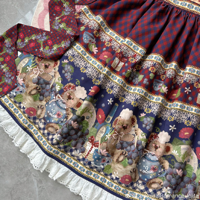 [Pre-orders available until 10/16] Grape Bear Overall Skirt