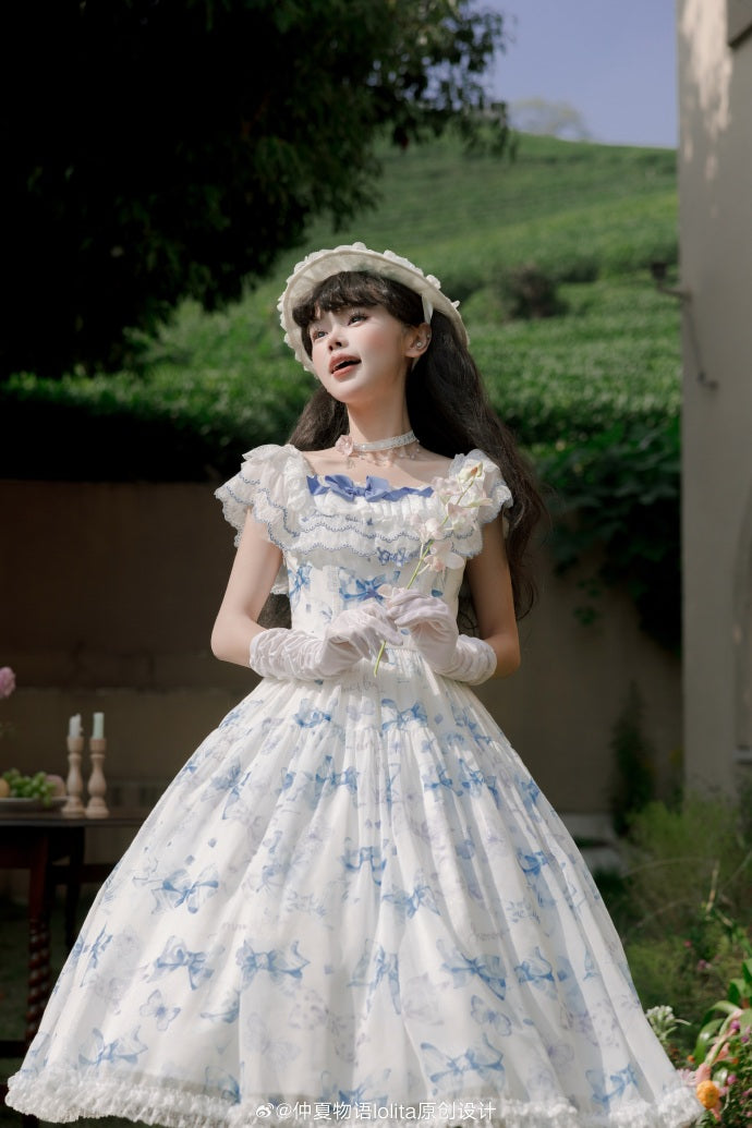 [Pre-orders available until 2/10] Ribbon Eternal Garden lace square neck dress