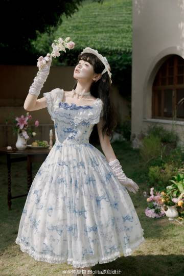 [Pre-orders available until 2/10] Ribbon Eternal Garden lace square neck dress