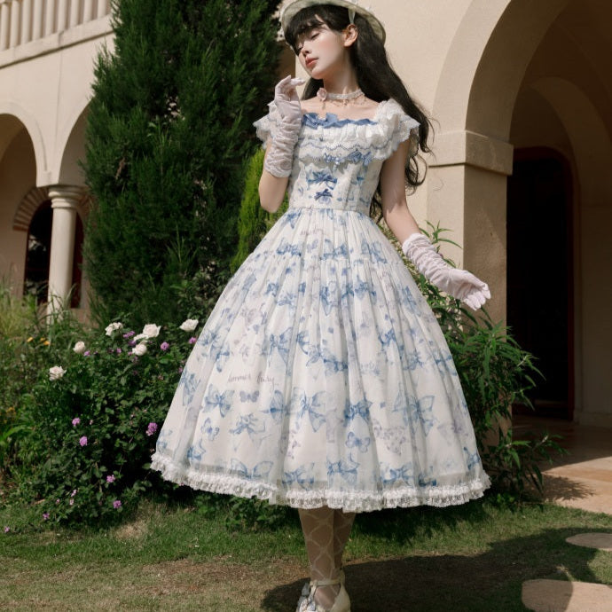 [Pre-orders available until 2/10] Ribbon Eternal Garden lace square neck dress
