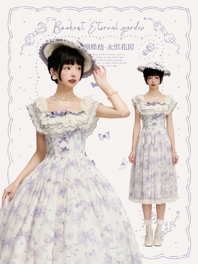 [Pre-orders available until 2/10] Ribbon Eternal Garden lace square neck dress