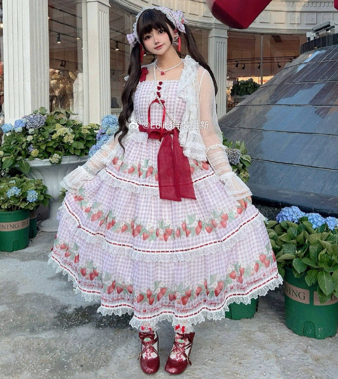 [Pre-orders accepted until 3/5] Have a Picnic, May Strawberry Gingham Check Jumper Skirt
