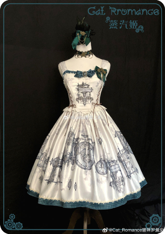 [Sales Period Ended] Steam Princess Print Jumper Skirt - Blue