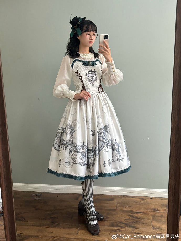 [Sales Period Ended] Steam Princess Print Jumper Skirt - Blue