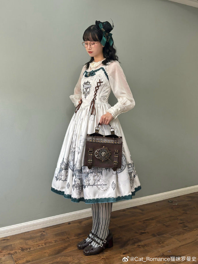 [Sales Period Ended] Steam Princess Print Jumper Skirt - Blue