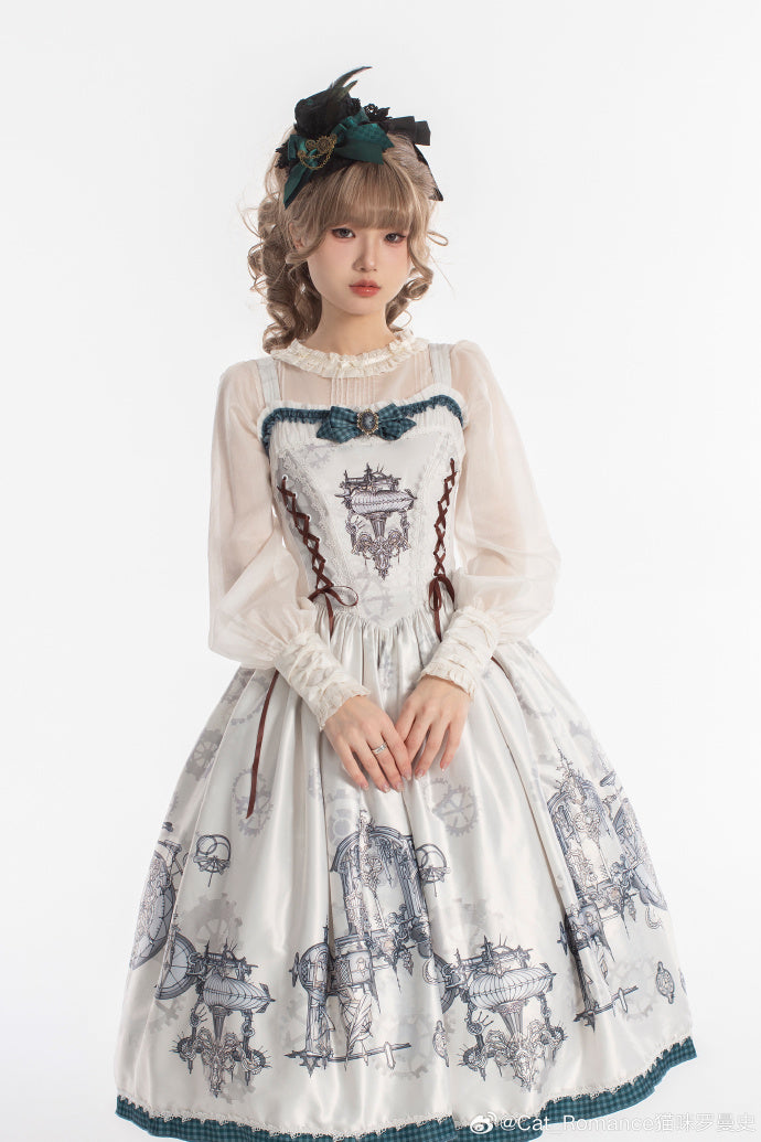 [Sales Period Ended] Steam Princess Print Jumper Skirt - Blue