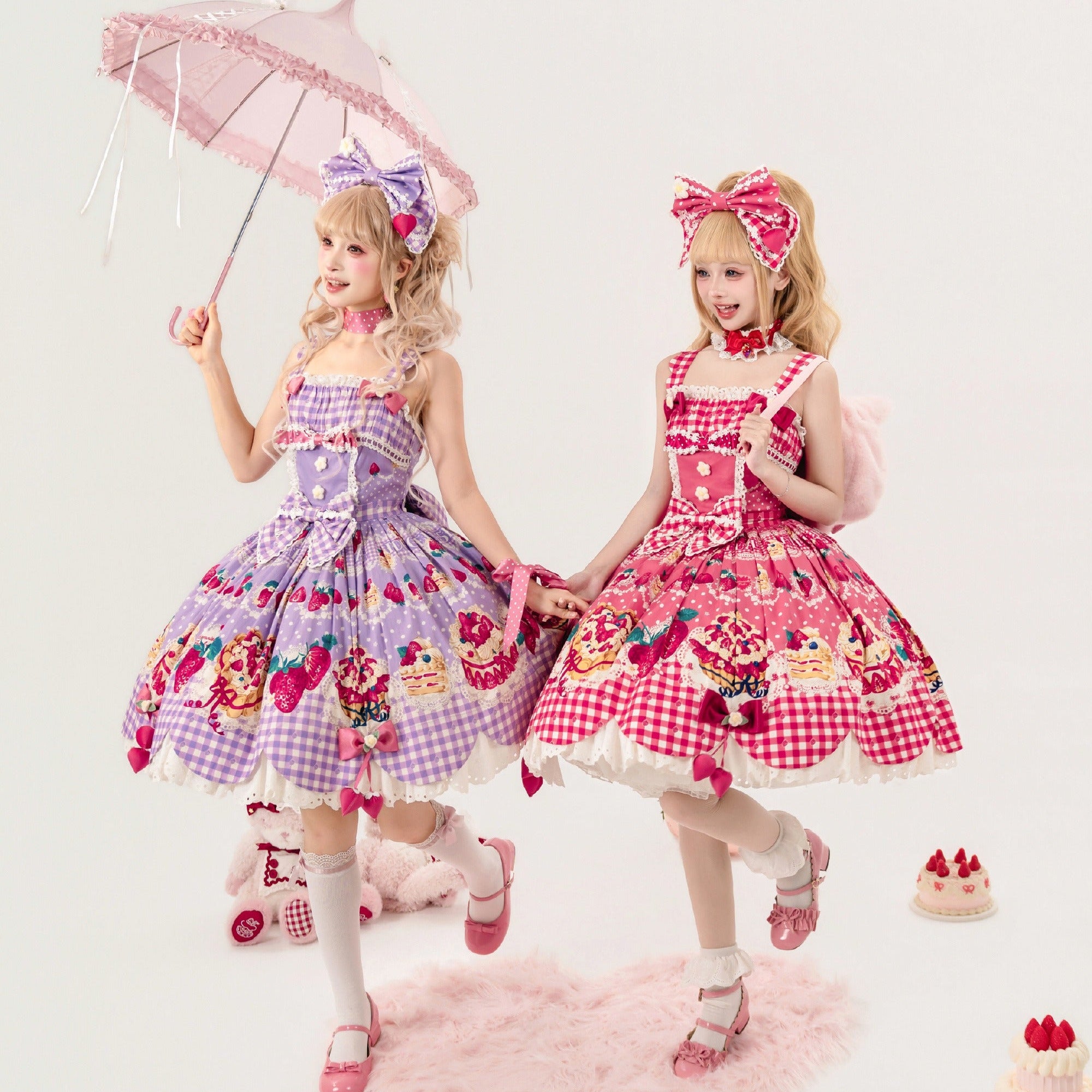 【受注予約8/26まで】Strawberry Cake Guide プリントジャンパースカート ・新色