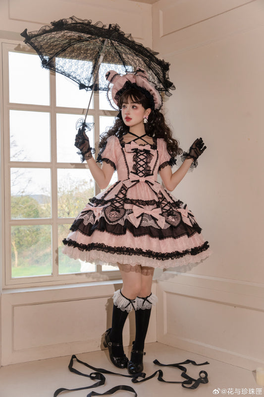 【受注予約6/11まで】Bow Rabbit リボンとハートのシアーワンピース・全2色