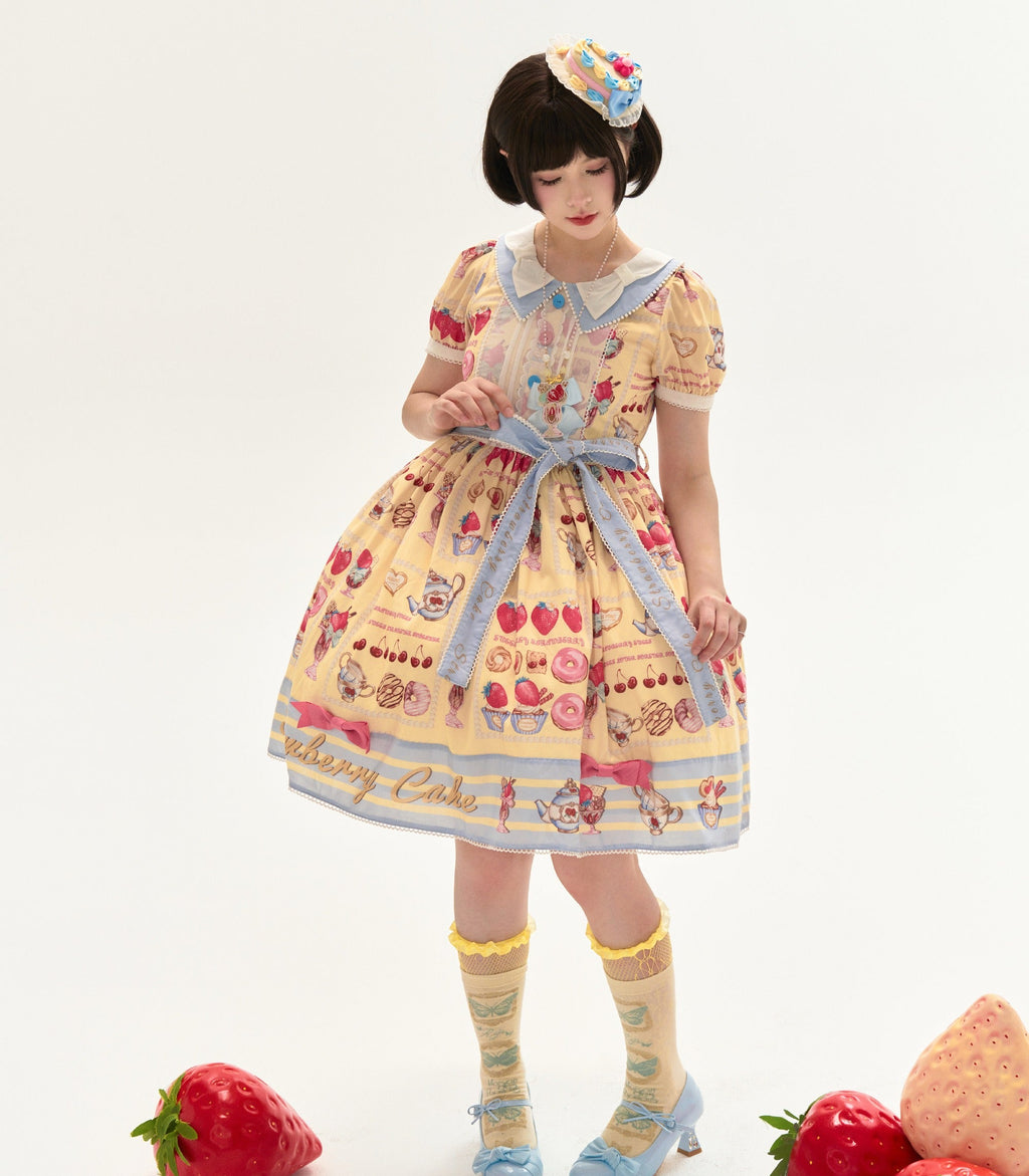 【受注予約6/24まで】Strawberry Parfait Tea プリントワンピース