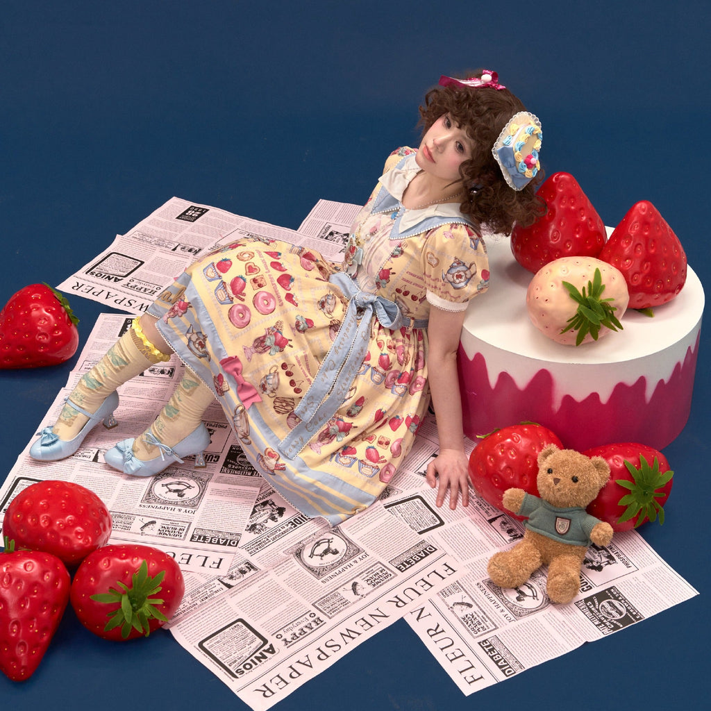 【受注予約6/24まで】Strawberry Parfait Tea プリントワンピース