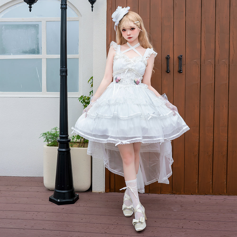 Pink Rose クロスネックジャンパースカート