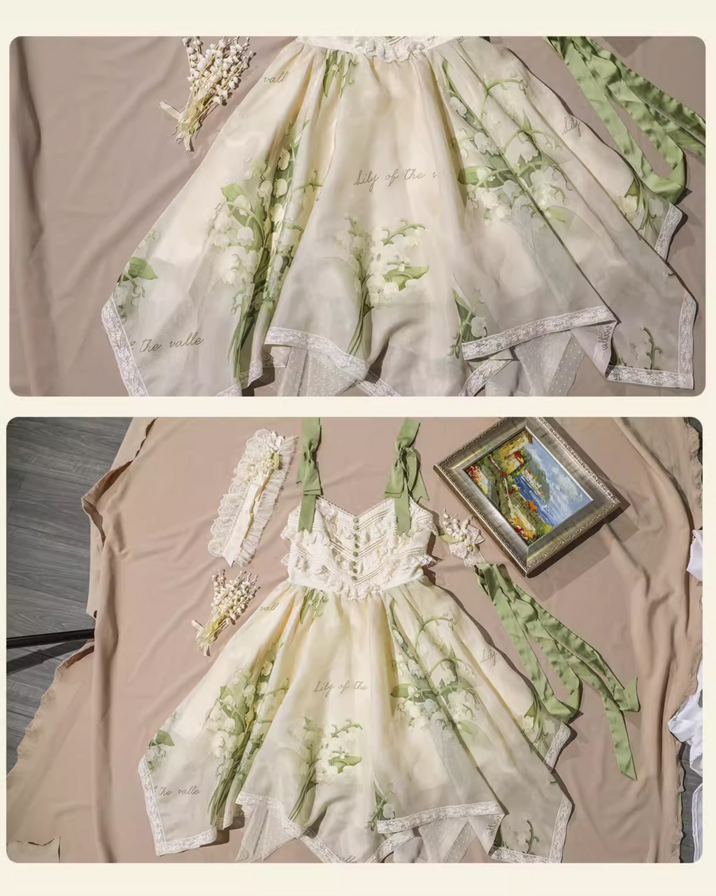 Return of happiness 鈴蘭プリントジャンパースカート ショート丈