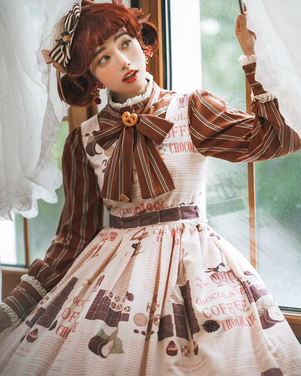 【予約販売】Coffee Break チョコレートプリントジャンパースカート