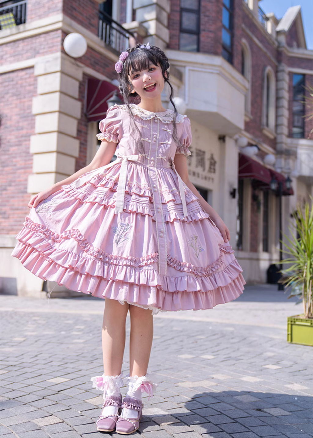 Love Message Iris Flower Embroidery Dress
