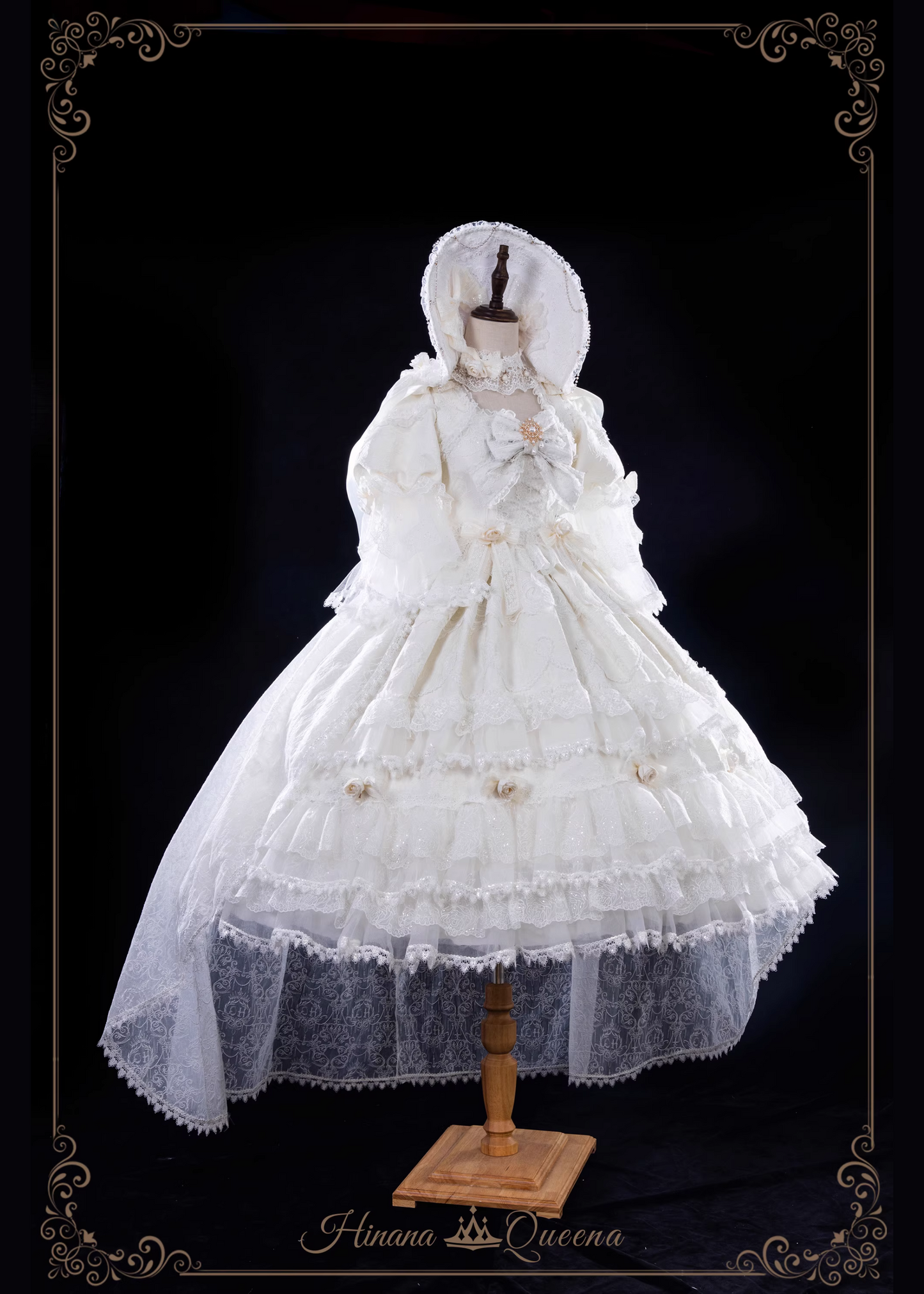 White Rose 3-tiered ruffle princess sleeve dress (single item/full set)