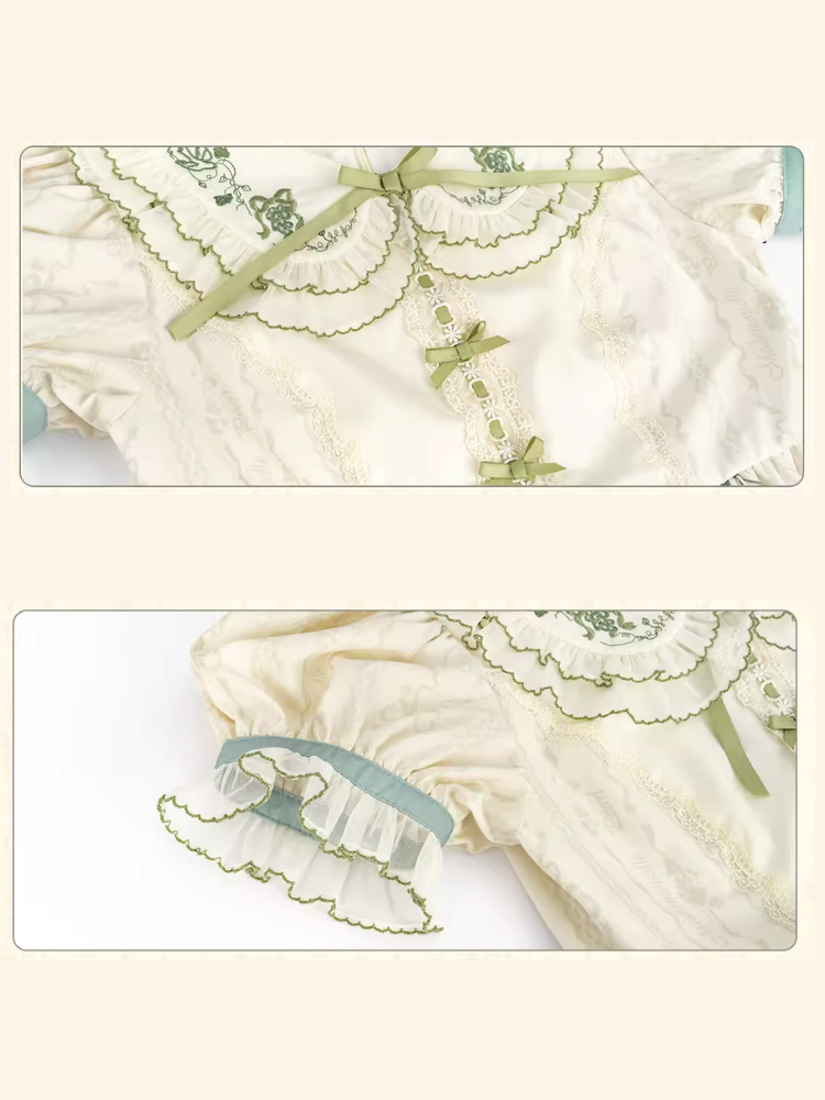 Honey Venus 白ぶどうの刺繍襟半袖ワンピース