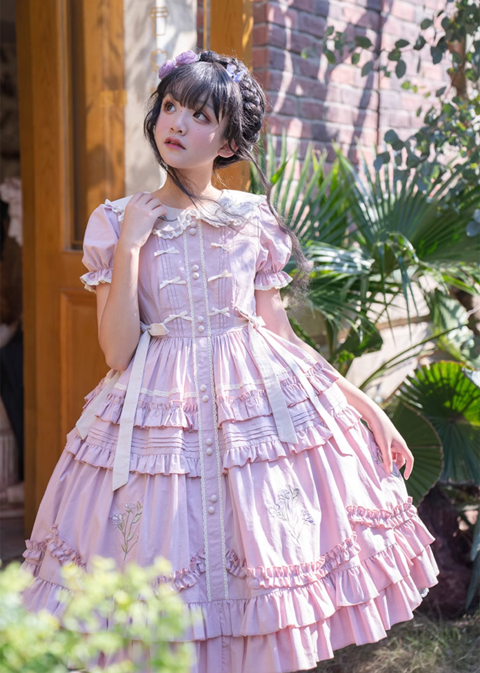 Love Message Iris Flower Embroidery Dress