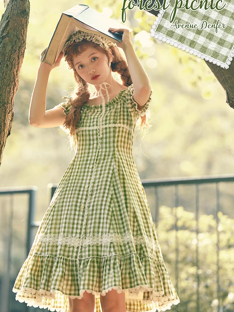 Day's eye ギンガムチェックのレトロ半袖ワンピース 全3色 – ロリータ Day's eye ギンガムチェックのレトロ半袖ワンピース 全3色 – ロリータ