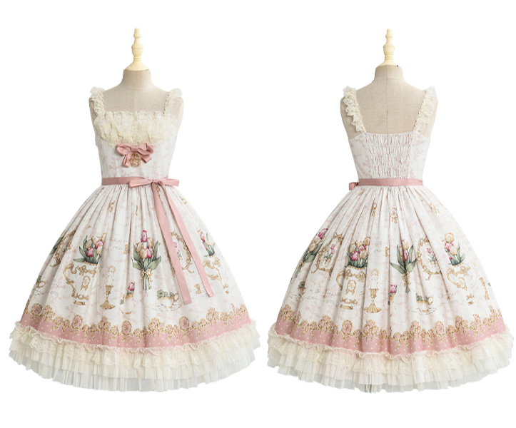 Tulip Tea Party レースとフリルのジャンパースカート