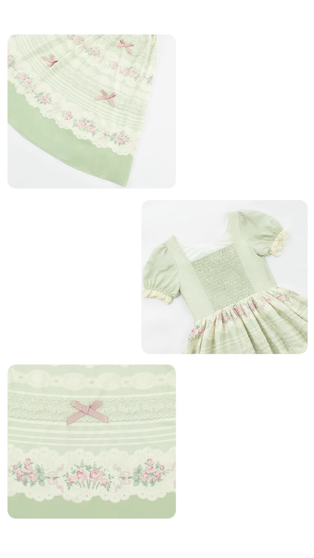 Flower Melody Pistachio Green Short Sleeve Dress