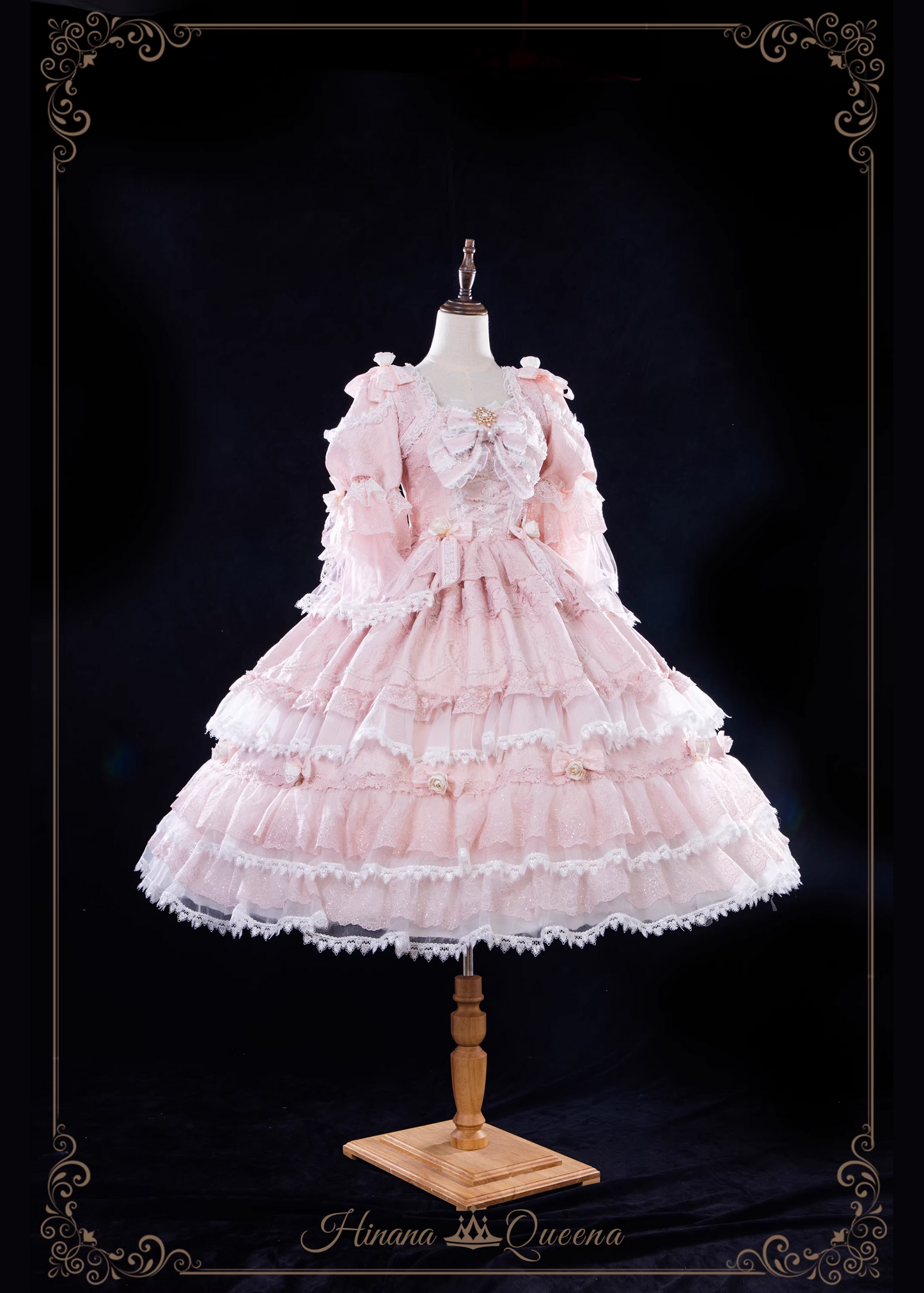 White Rose 3-tiered ruffle princess sleeve dress (single item/full set)