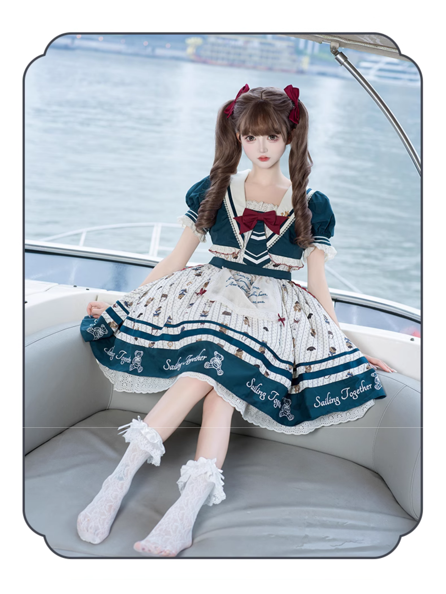 お値下げ✳︎ロリータベア柄ジャンパースカート⭐︎ひざ丈ワンピー ロリータファッション ジャンパースカート のみ 5色 リボン