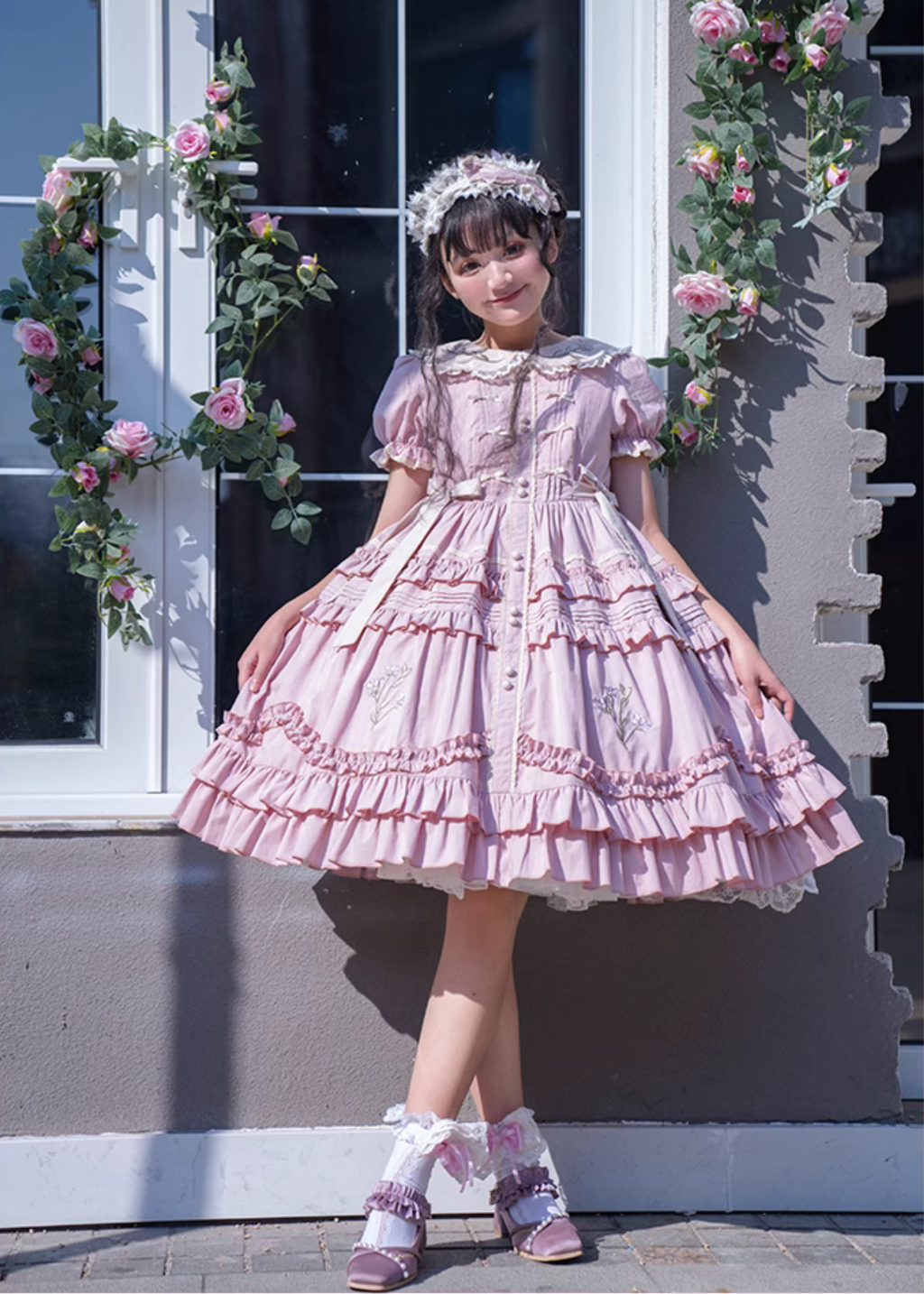 Love Message Iris Flower Embroidery Dress