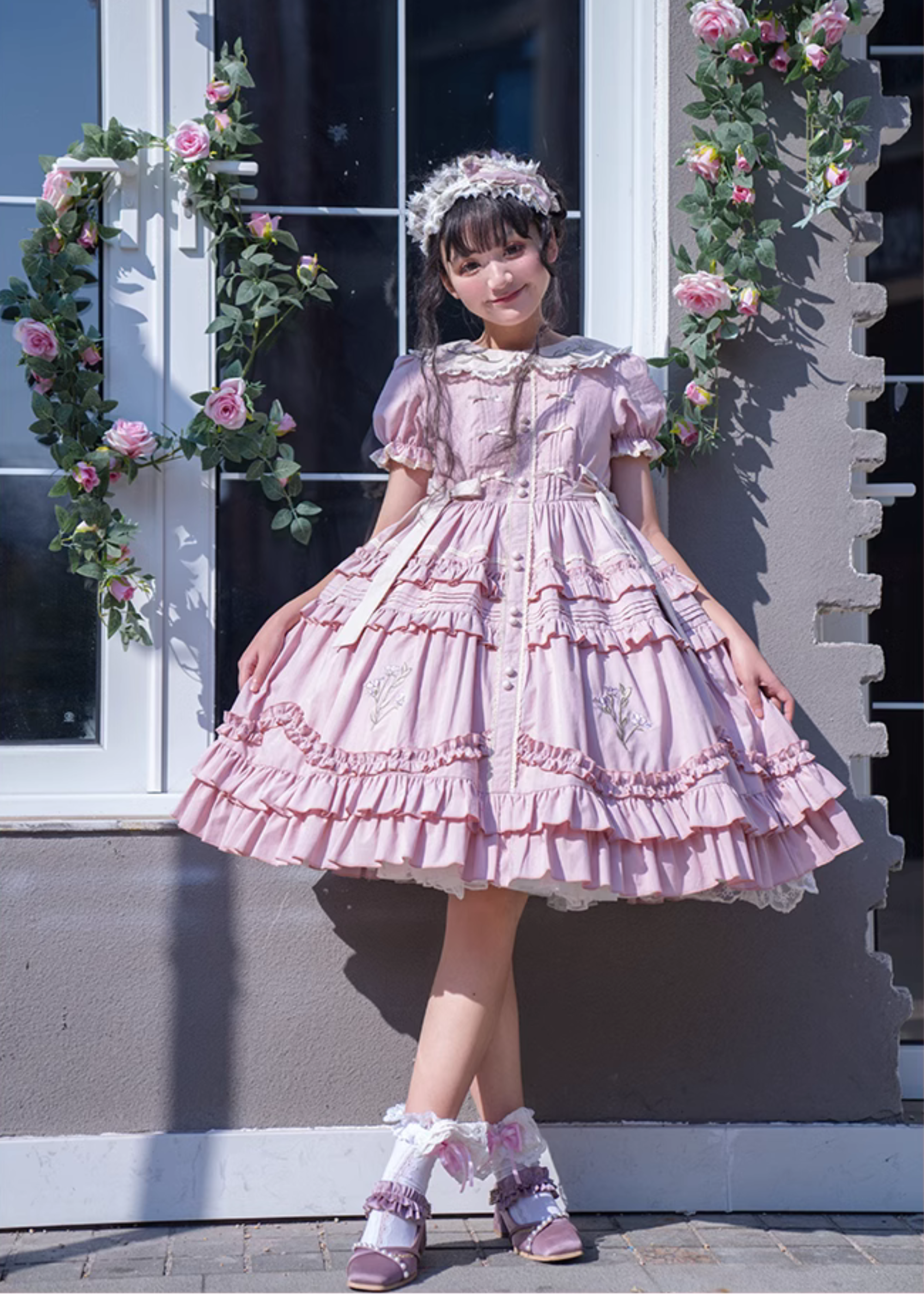 Love Message Iris Flower Embroidery Dress