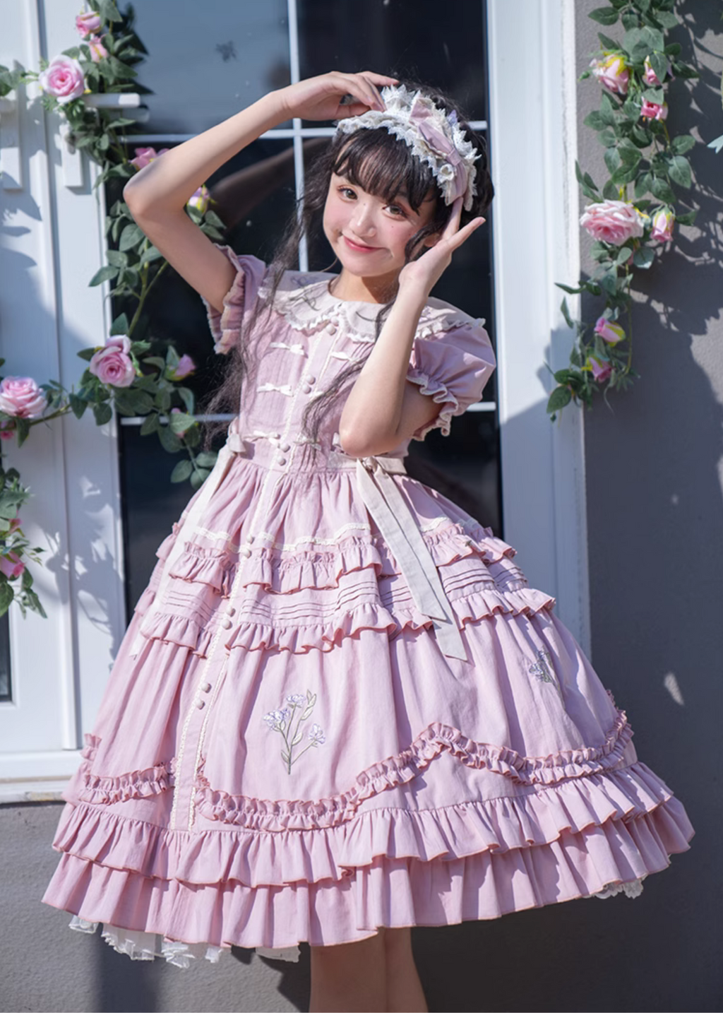 Love Message Iris Flower Embroidery Dress