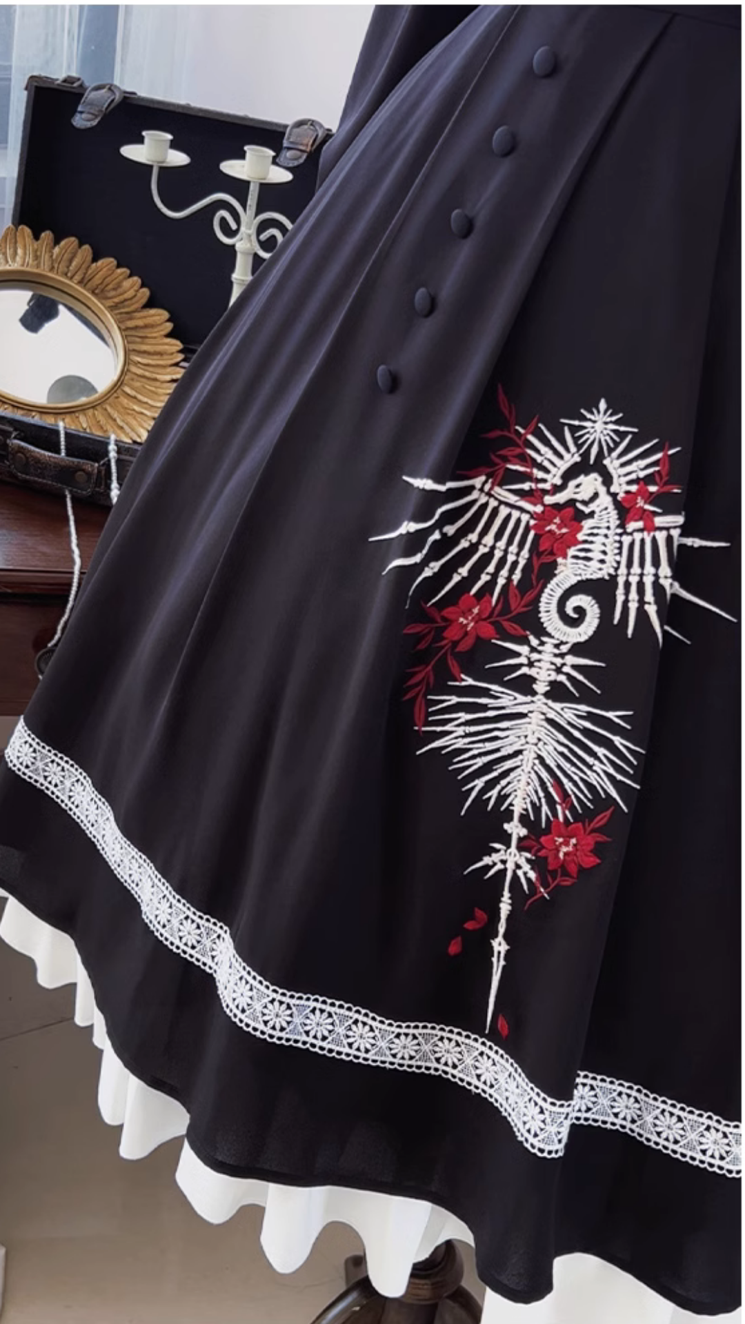 Dark night nun gothic long sleeve dress