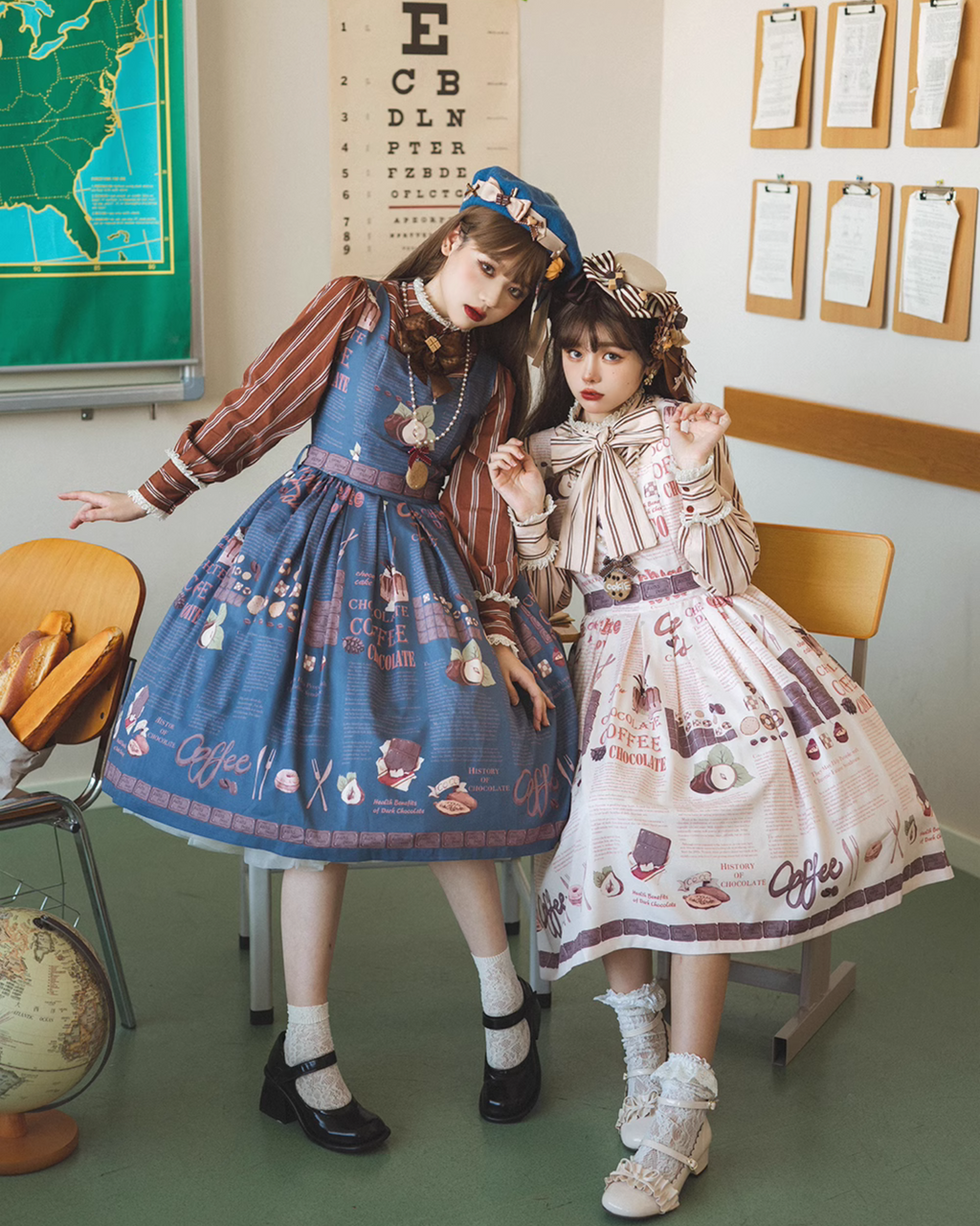 【予約販売】Coffee Break チョコレートプリントジャンパースカート