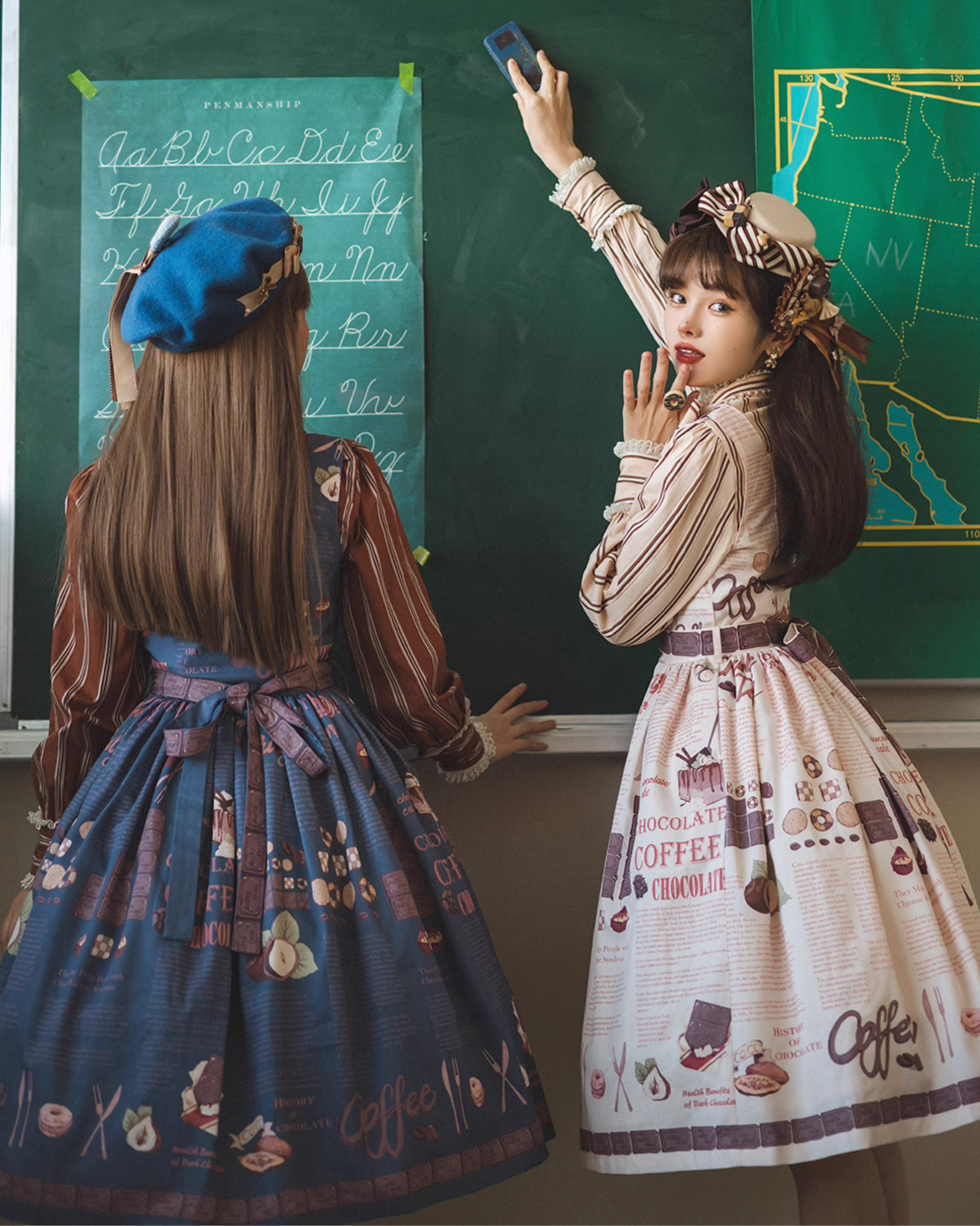 洋ロリ画像 キャンディードール 6 予約販売】Coffee Break チョコレートプリントジャンパースカート – ロリータファッション通販RonRon