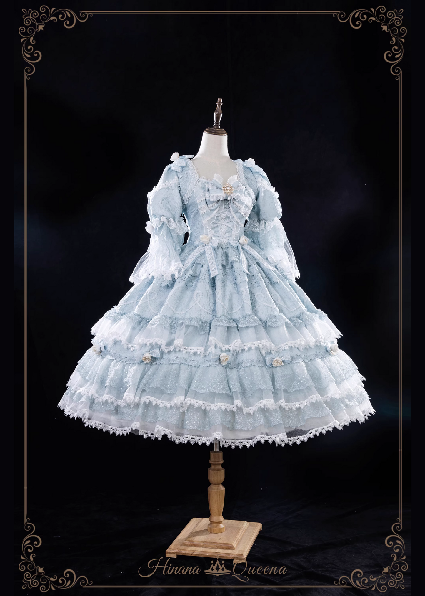 White Rose 3-tiered ruffle princess sleeve dress (single item/full set)