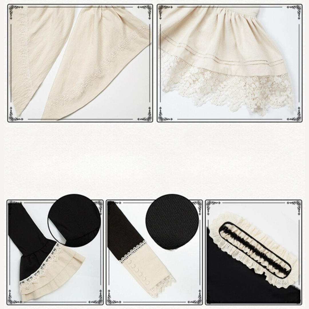 【予約販売】蛇と薔薇刺繍のシスター風ワンピースセット ロング丈