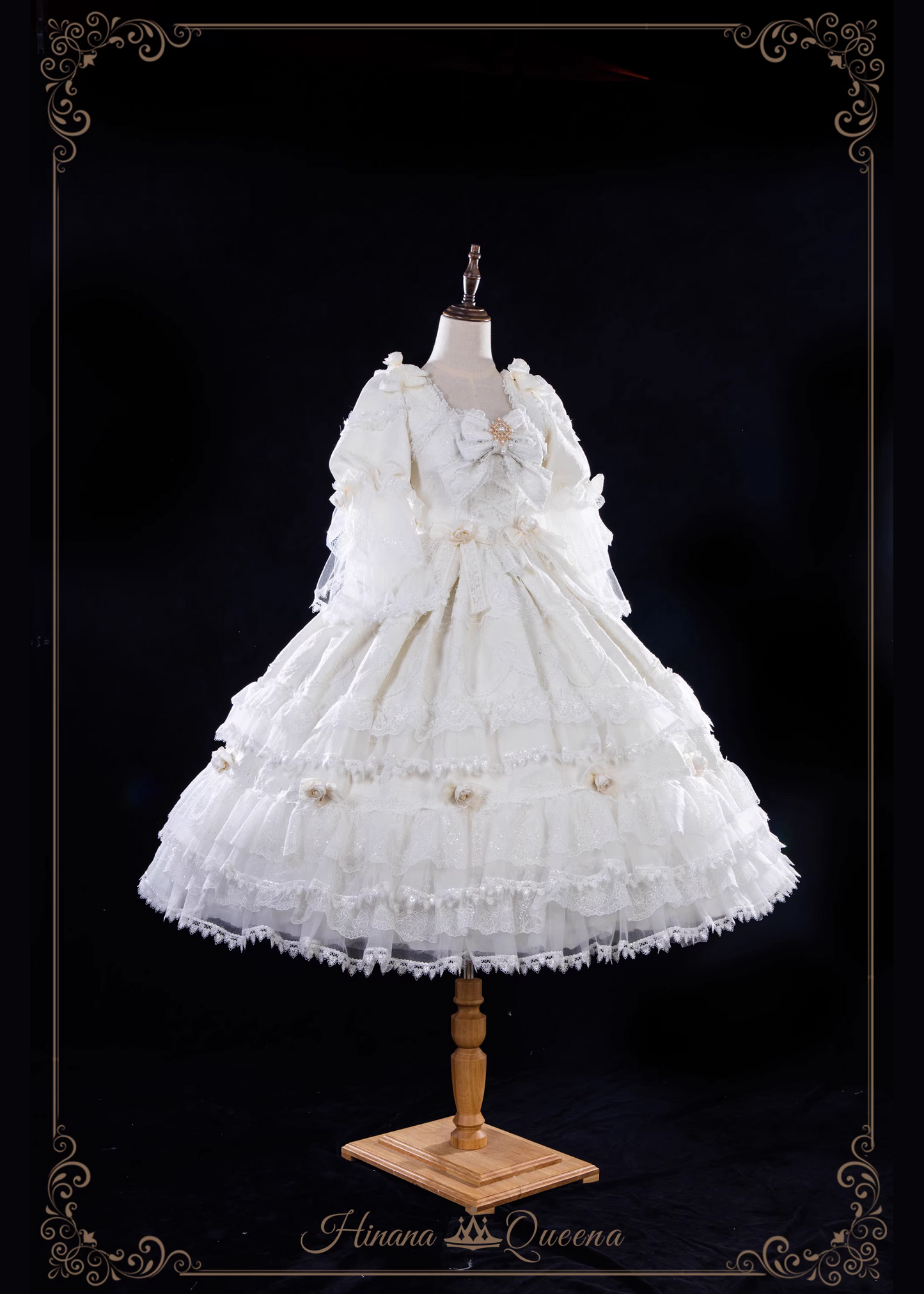 White Rose 3-tiered ruffle princess sleeve dress (single item/full set)