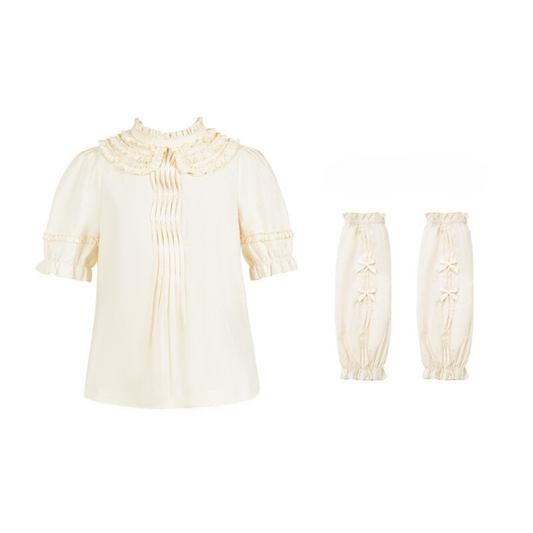 生成色の付け袖付きブラウス