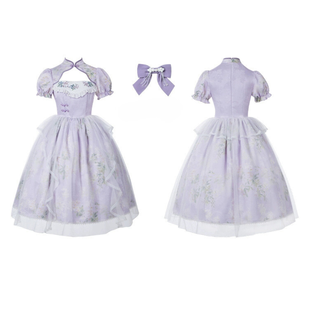 Lilac embroidery Mao collar Hana Lolita dress