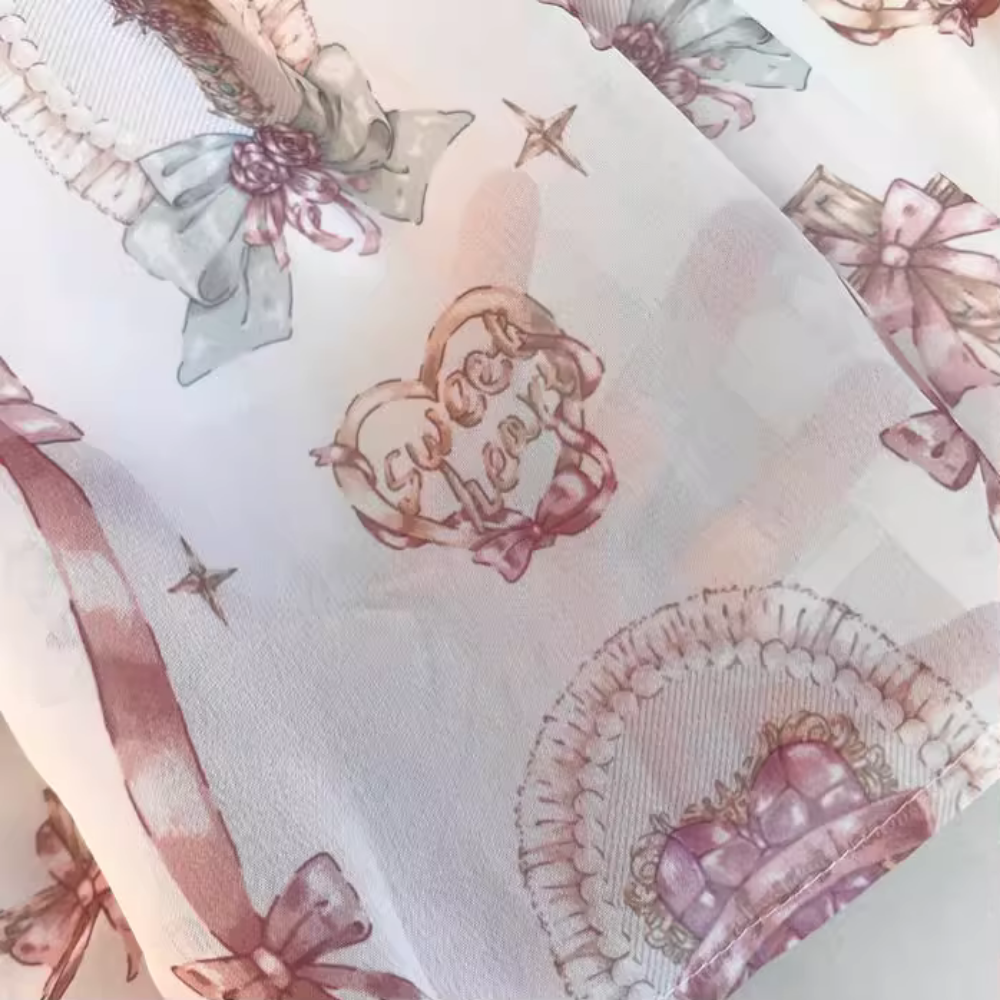 Melody Charm リボンとハートの総柄ジャンパースカート