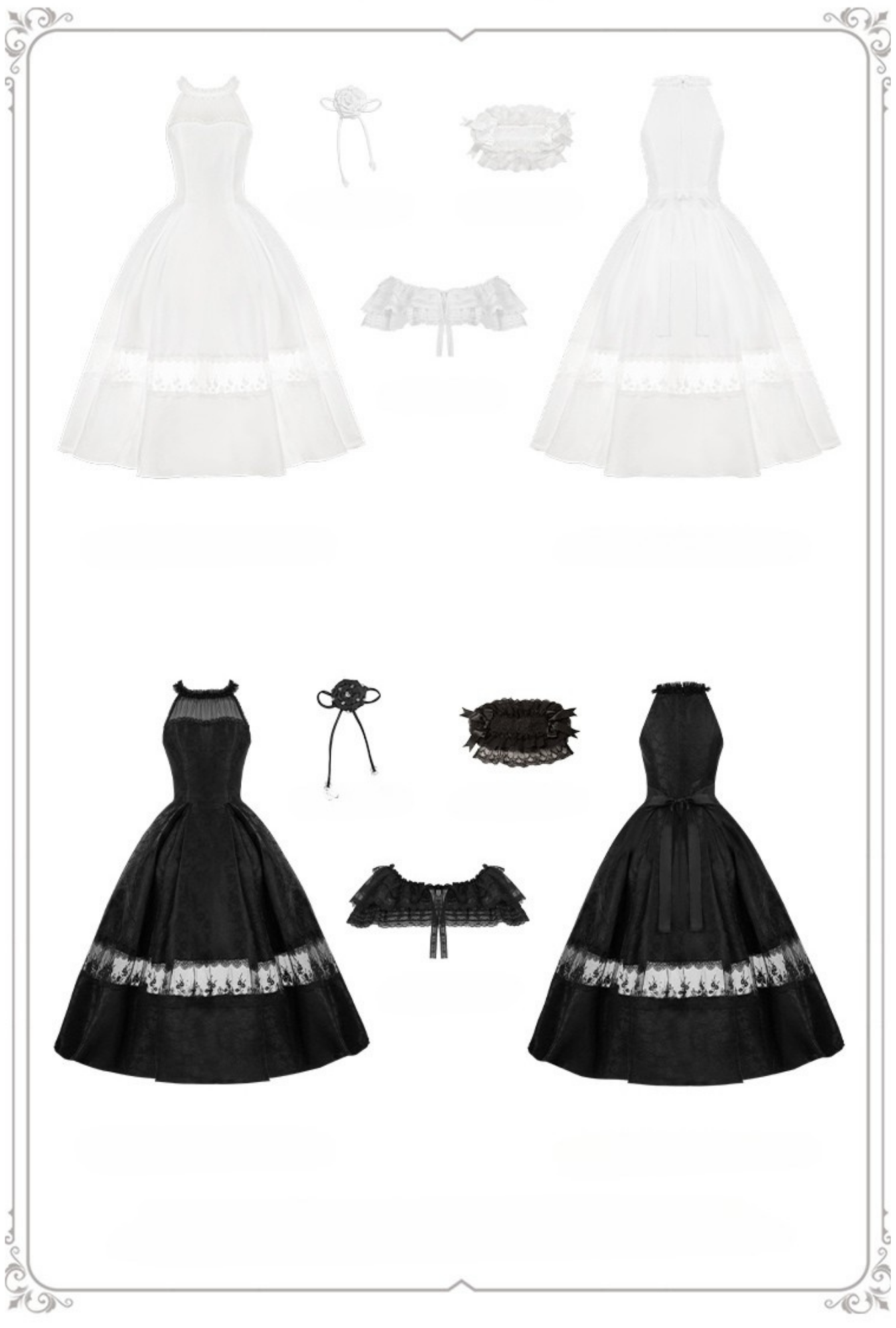 ローズジャガードホルターネックワンピース 単品・セット