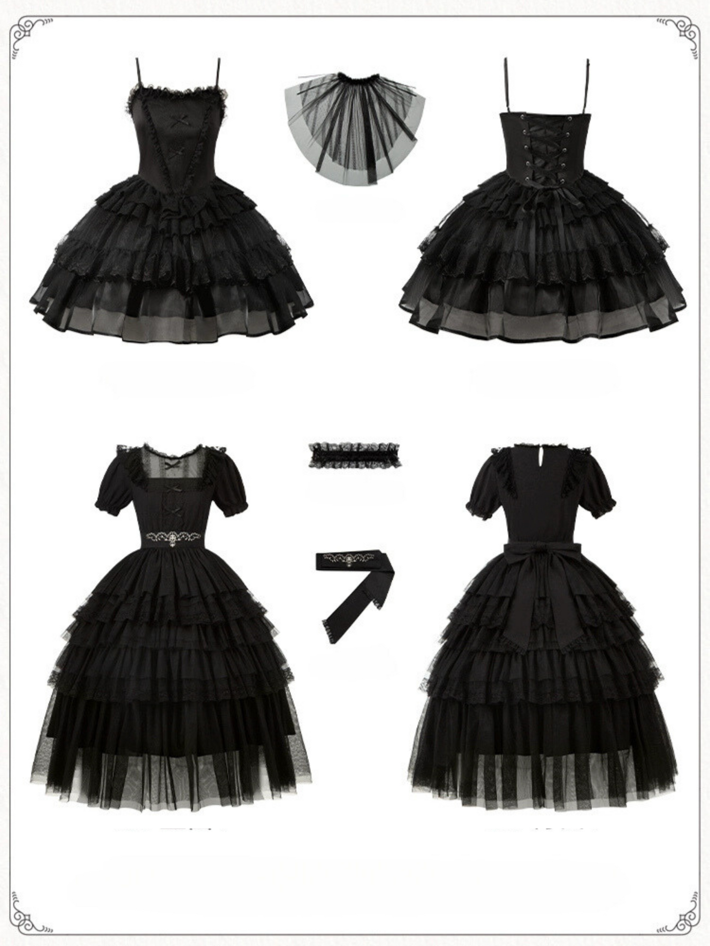 Dark Fairy 5-tiered ruffled tulle dress