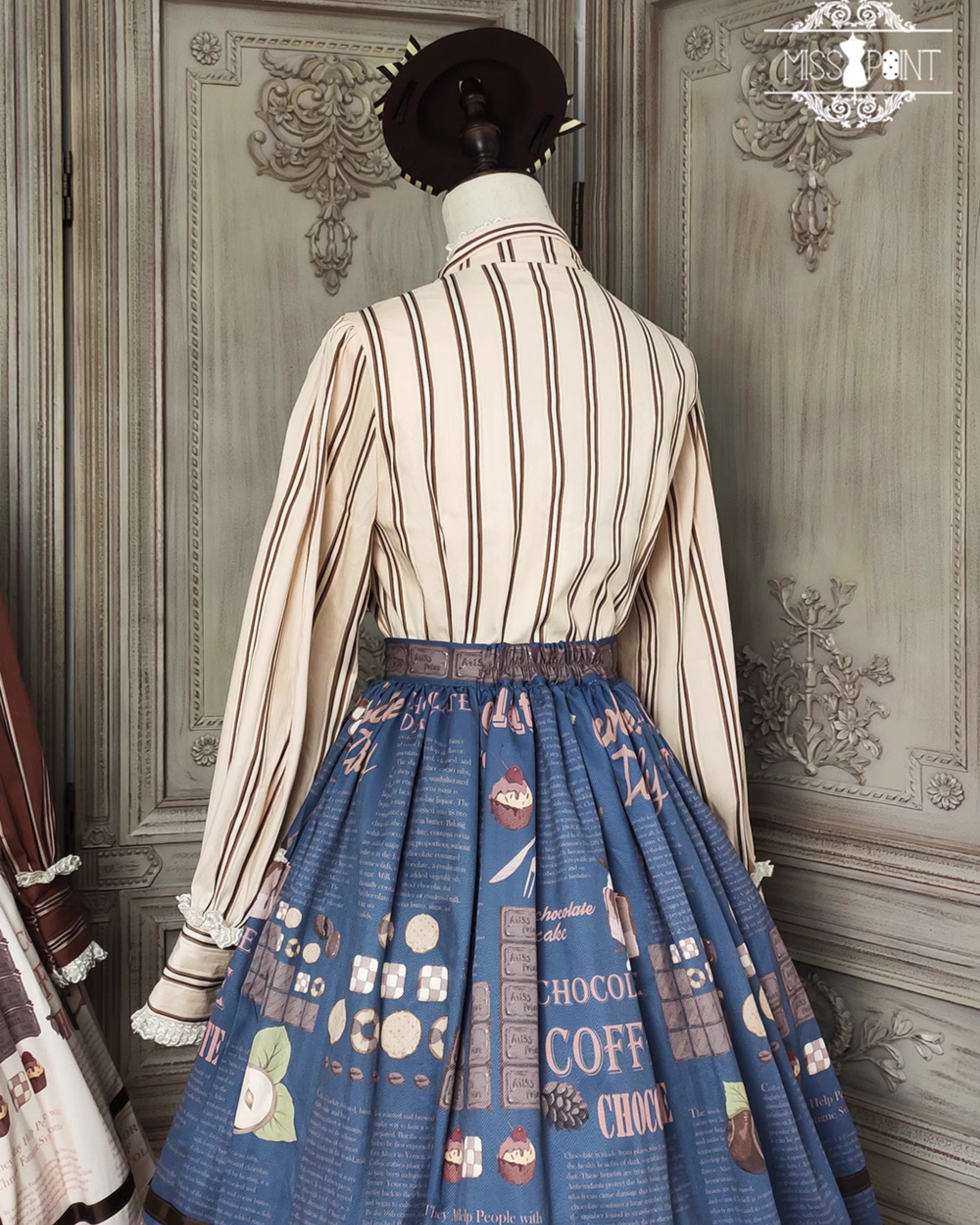 【予約販売】Coffee Break ストライプリボンタイブラウス【合わせ買いで20%off】