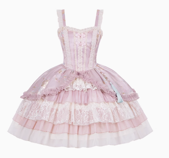 Flower Journey Flower and butterfly pink Hana Lolita jumper skirt