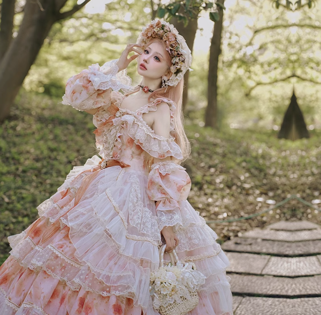Rose Letter オレンジのフラワープリンセスドレス – ロリータ Rose Letter オレンジのフラワープリンセスドレス – ロリータ