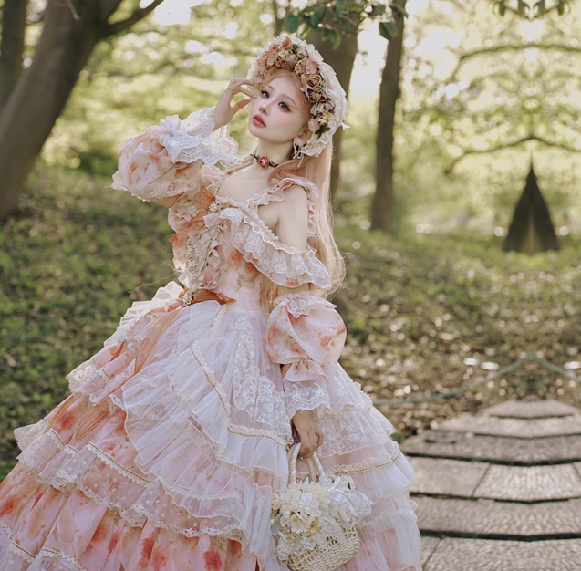 Rose Letter Orange Flower Princess Dress