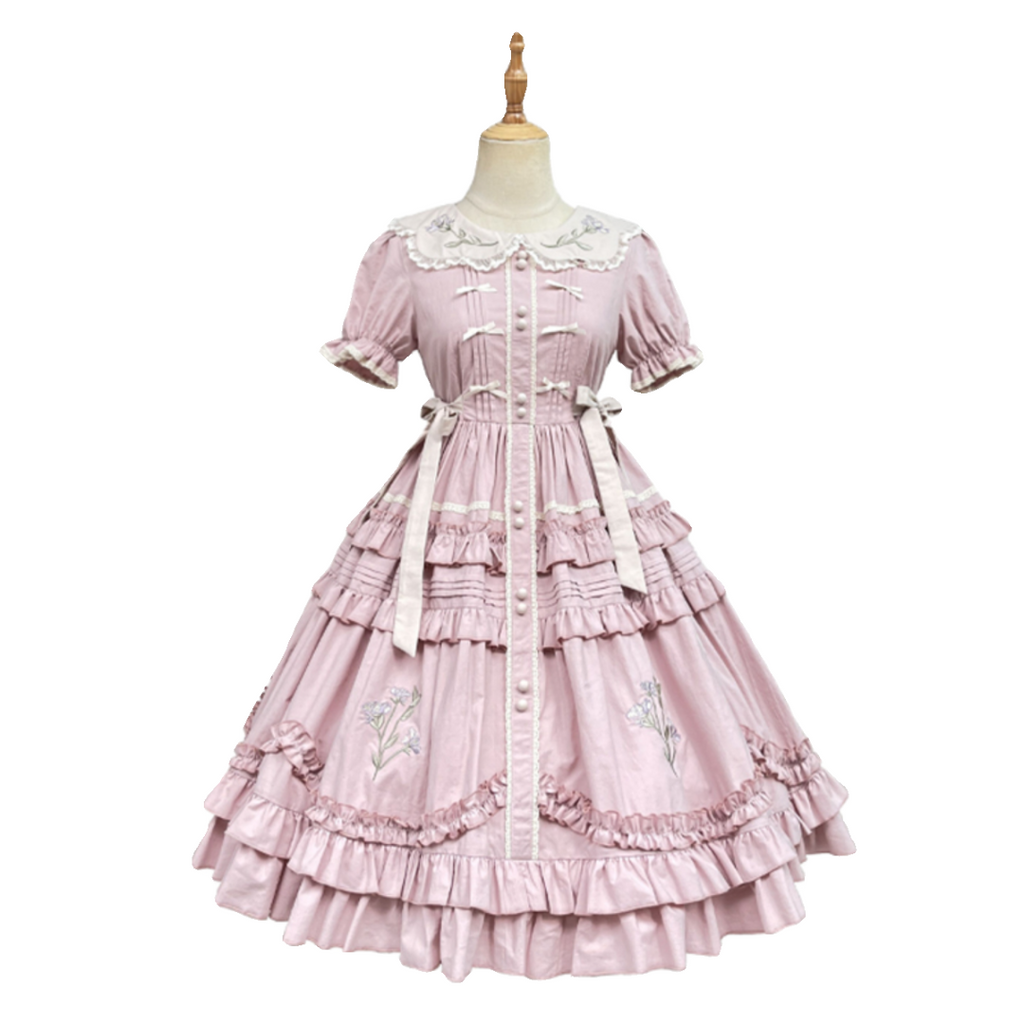 Love Message Iris Flower Embroidery Dress