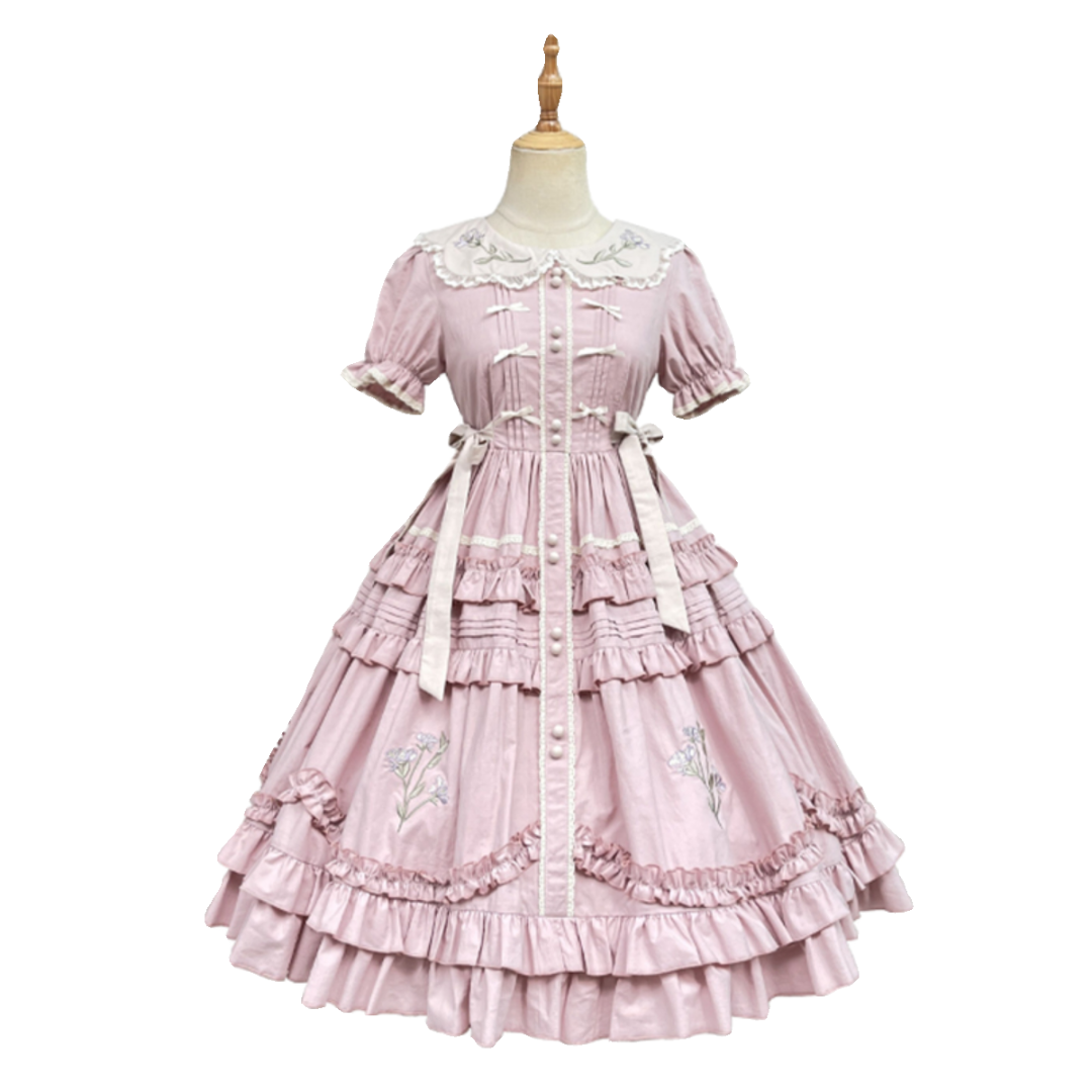 Love Message Iris Flower Embroidery Dress