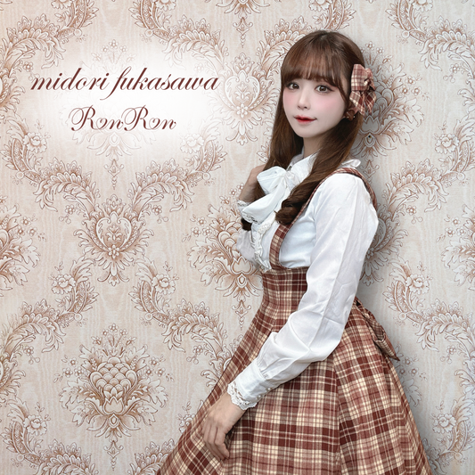 [Worn by Midori Fukazawa] Classical Sweet Ribbon and Check Jumper Skirt