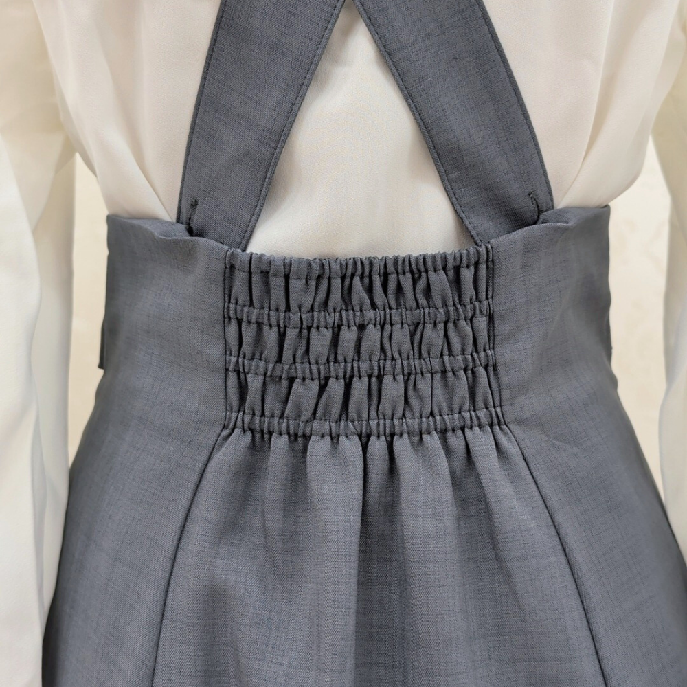 【限定特別価格】クラシカルリボンジャンパースカート・グレー ＋パニエ