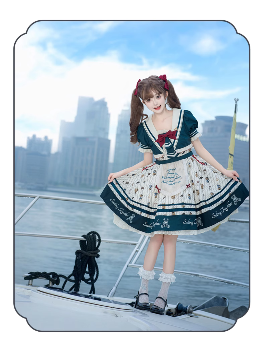 Marine Bear セーラーカラージャンパースカートとショート丈ジャケットセットアップ