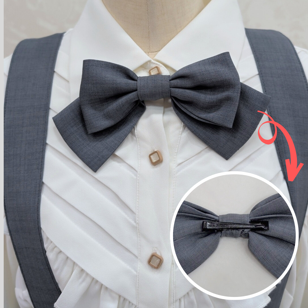 【限定特別価格】クラシカルリボンジャンパースカート・グレー ＋パニエ